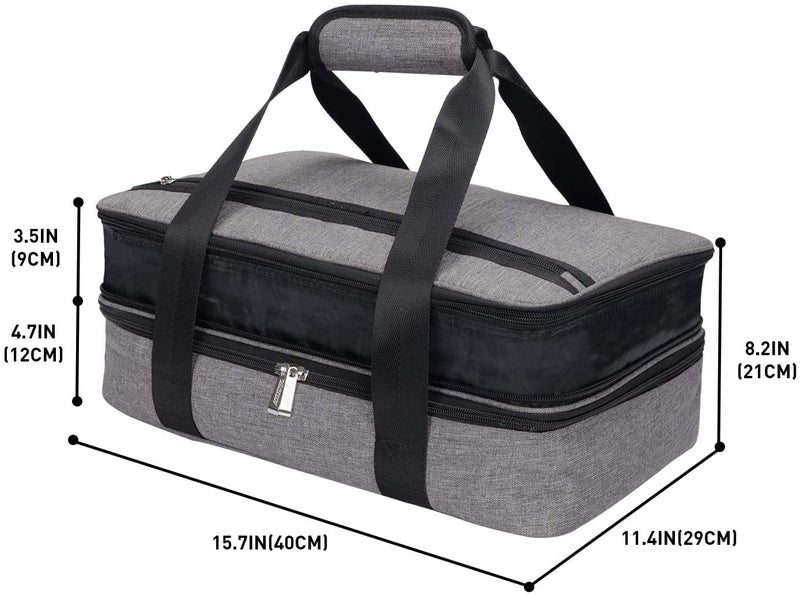 Hersent Lunch Bag Insulated Thermal Food Carrier,Insulated Double Casserole Carrier, 9"x13" Baking Dish Carrier, Padded Lasagna Holder, Expandable Hot And Cold Thermal Tote Bag, Casserole Dishes Travel Bag - Image 2